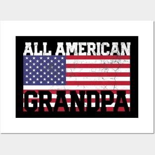 Grandpa 4th of July American Flag USA America Father's Day Posters and Art